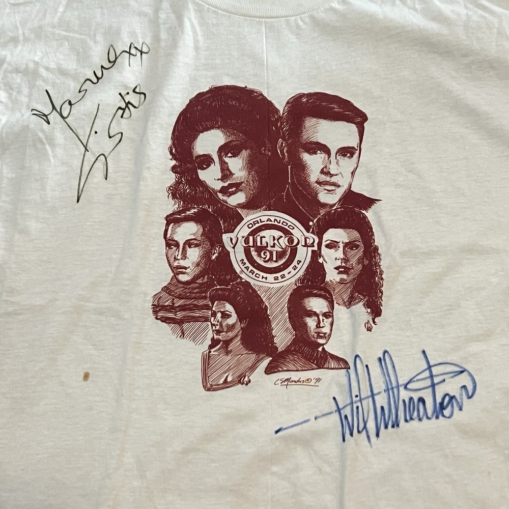 Vintage SIGNED 1991 Vulkon Orlando Star Trek‎ Shirt Wil Wheaton Marina Sirtis